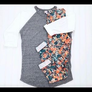 Super soft lularoe Randy baseball tee gray white M